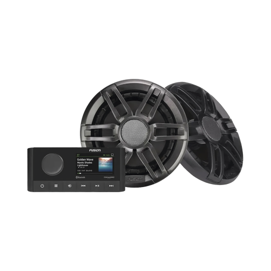 Sistema de estero marino MS-RA210 con dos bocinas de diseño deportivo XS incluidas.
