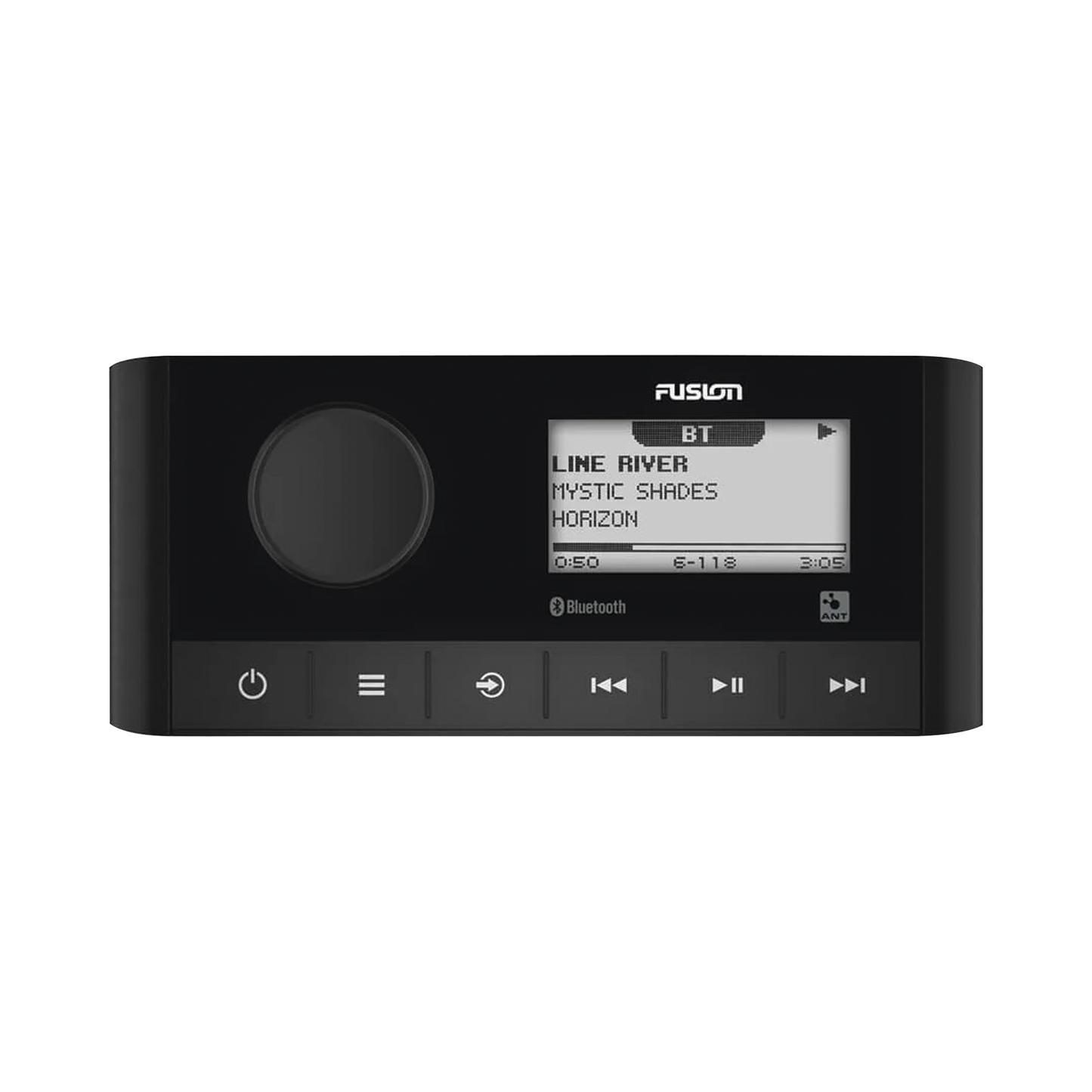 Sistema de Audio Marino / Pantalla LCD 2.3" / Bluetooth y ANT / 180 W Pico / 22 W RMS x 4 / 2 Zonas Multi-Zone / IPX6 e IPX7 / Compatible con AM, FM, DAB+, AUX / Actualizaciones Inalámbricas