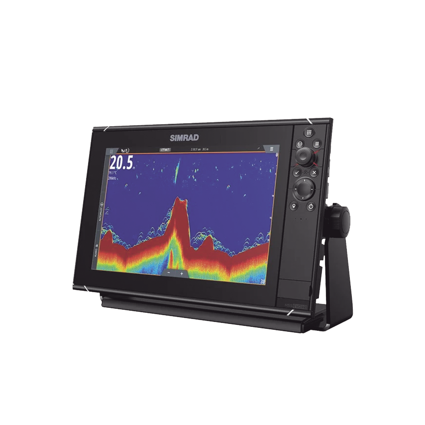 Pantalla Náutica NSS12 evo3S / Pantalla SolarMAX IPS 12 Pulgadas / Procesador iMX 8 / Ecosonda Integrada 1kW CHIRP / Conectividad Inalámbrica / Cartografía C-MAP® Preinstalada / Compatibilidad con Accesorios Simrad / Montaje Flush