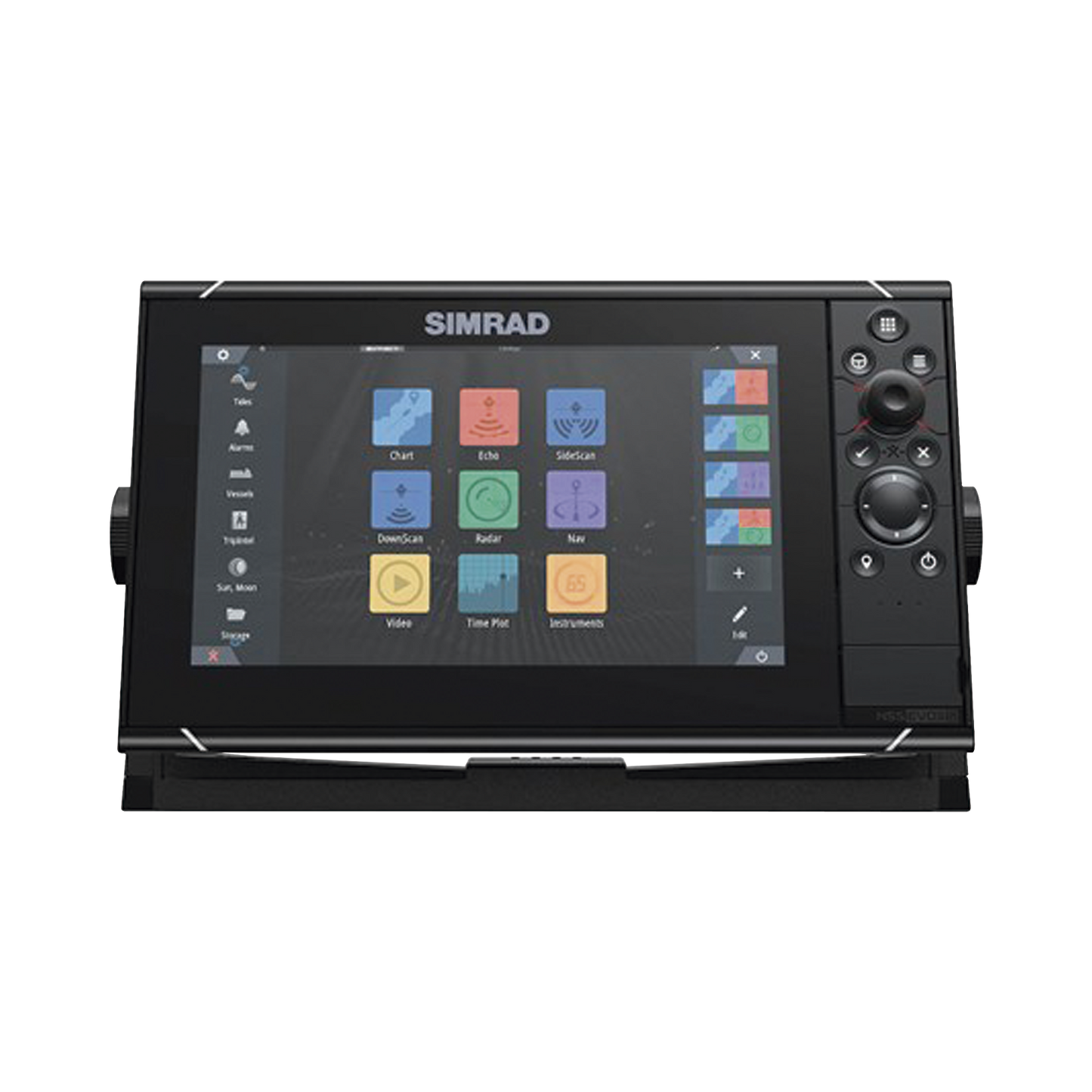 Pantalla Náutica 9 Pulgadas SolarMAX IPS / Procesador iMX 8 / Ecosonda Integrada 1kW CHIRP / GPS Incorporado / Conectividad Inalámbrica / Compatibilidad con Accesorios Simrad / Montaje Flush o Bracket / Incluye Mapa Mundial