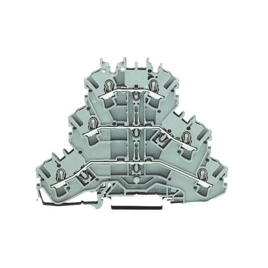 Borna de tres pisos; borna de paso/paso/paso; l/l/l; sin porta-etiquetas; apropiado para aplicaciones ex e ii; para carril din 3