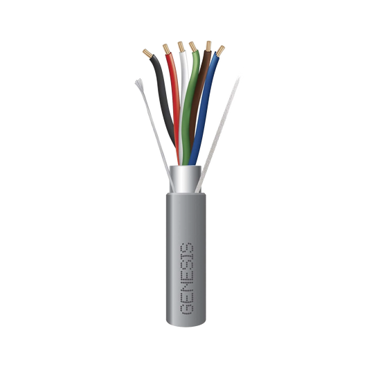 Bobina de 305 Metros de Cable / 6 x 22 AWG Blindado / Riser / Color Gris / Para Aplicaciones de Audio, Seguridad y Control