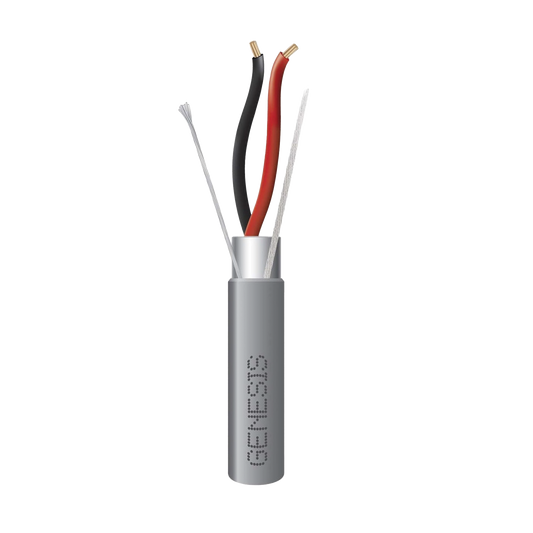 Carrete de 305 Metros de Cable / 2 x 16 AWG / Riser / Blindado / Tipo CMR-CL3R-FPLR-FT4 / Color Gris / Aplicaciones de alarmas de intrusión/Control de Acceso/ Automatización / Interfonos y Tv Porteros.