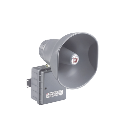 Altavoz amplificado SelecTone® de 15 W, para ubicaciones peligrosas Aprobado por CSFM y listado UL y cUL , 120 Vca, gris