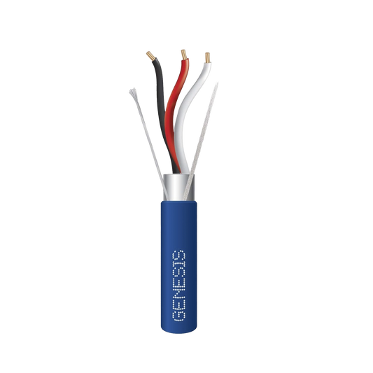 Bobina de 305 Metros de Cable 3 x 18 AWG / Plenum / BLINDADO / Tipo FPLP, CMP, CL3P / Color Azul / Para Aplicaciones en Sistemas de Seguridad, Audio, Control y otras Aplicaciones