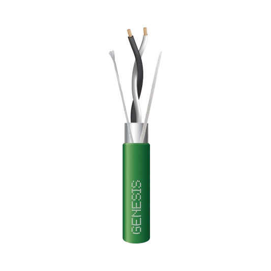 Bobina de 305 Metros / Cable 2 x 22 AWG / Color Verde / Blindado / Plenum / Trenzado para Aplicaciones de Transmisión de Datos a Alta Velocidad para Automatización, EIA-485, BACnet y otros Sistemas de Comunicación