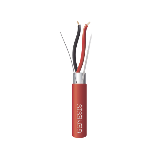 Bobina de 305 Metros de Alambre / 2 x 18 AWG / Riser / BLINDADO / Tipo FPLR / Color Rojo / Para Aplicaciones en Sistemas de Detección de Incendio y Sistemas de Evacuación