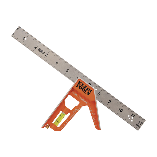 Escuadra Especial de 12 Pulgadas, con Bordes de 45° y 90° y Regla Magnética. Ranura en V para Diámetro de Tubo Conduit