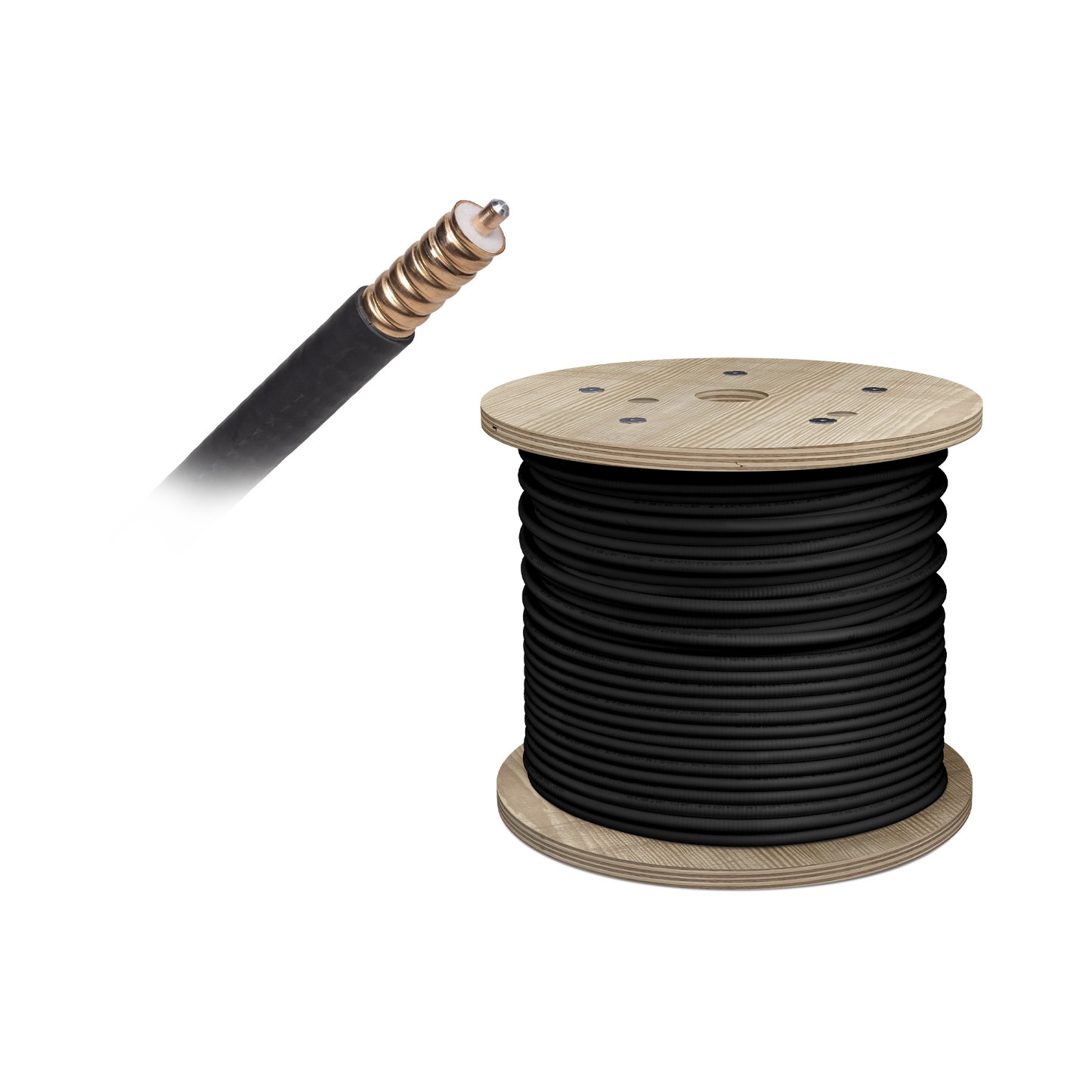 Carrete de cable coaxial corrugado de baja perdida WILSON de 1/2". 50 Ohm de impedancia. Carrete de 152.4 m