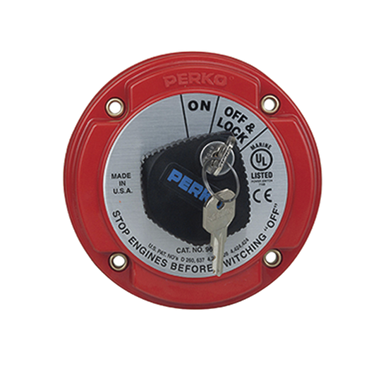 Switch Selector de Batería On / Off de Servicio Mediano, con Bloqueo por Llave para Sistemas Eléctricos Marinos