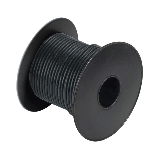 Rollo de cable grado marino calibre 12 en color negro de 100 pies (30.48 m).