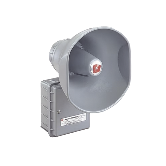 AudioMaster® Altavoz de bocina reentrante para megafonía y anunciamiento publico, 30W de Potencia, Listado contra incendios UL, Color Gris