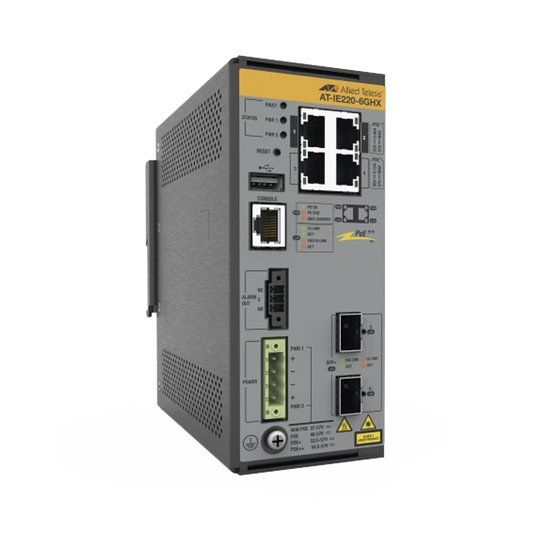 Switch Industrial L2+, Puertos 4x 10/100/1000T con PoE++, 2x 1G/10G SFP+, PoE++ (TAA)
