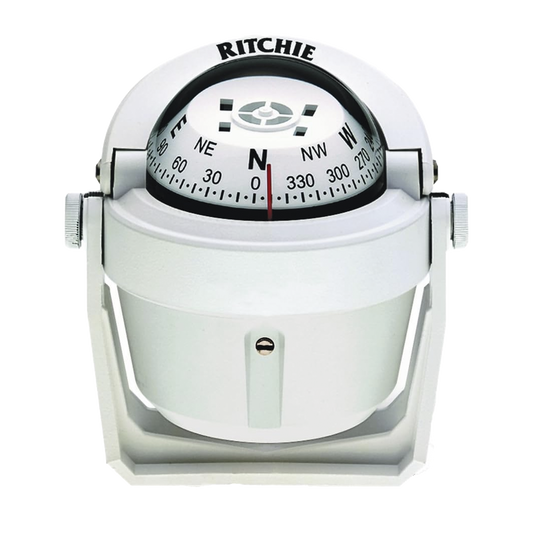 Brújula serie Explorer en color blanco, con iluminación nocturna color verde.