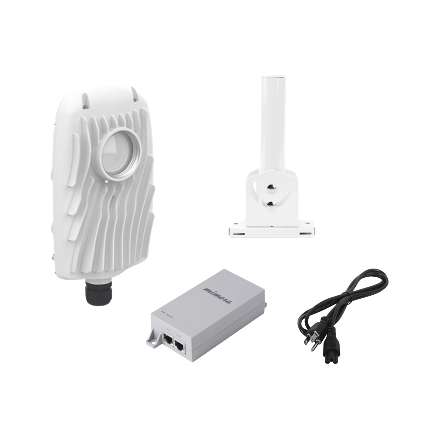 Kit de radios B5X, rango de frecuencia extendida (4.9 a 6.4 GHz), incluye inyector POE50V, cable de alimentación y montaje universal para tubo o poste o mástil
