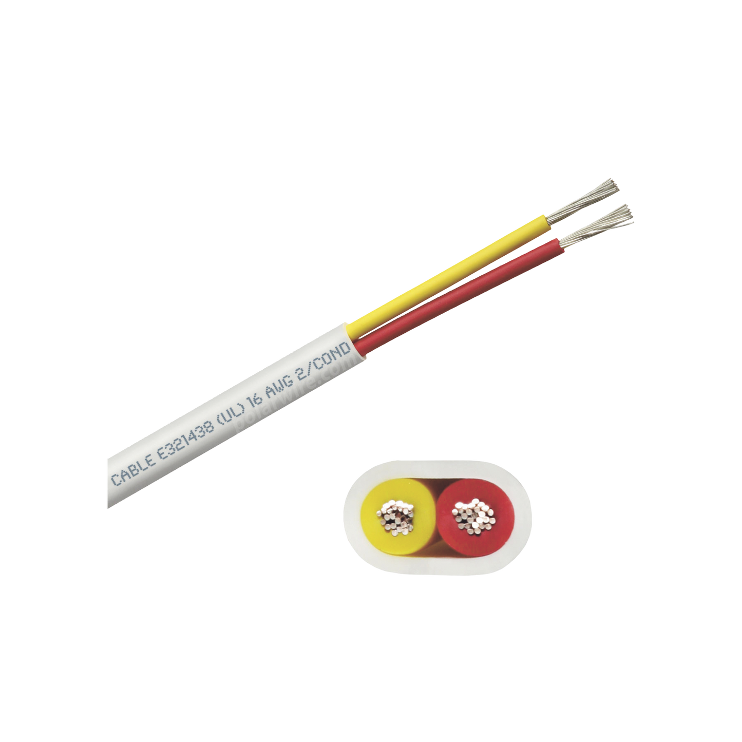 Rollo de cable plano grado marino calibre 16, de 2 conductores (rojo y amarillo) de 250 pies (76.2 m).
