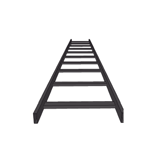 (CHET1X12EPK) ESCALERA TUBULAR 1.5 DE PERALTE X 12 ANCHO X 3m LARGO PINT EPOX COLOR NEGRO, INCLUYE COPLE y TORNILLERIa