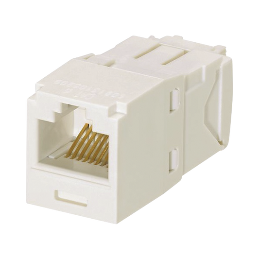 Conector Jack RJ45 Estilo TG, Mini-Com, Categoría 6A, de 8 posiciones y 8 cables, Color Blanco Mate