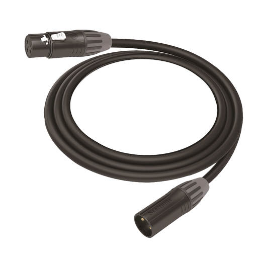 Cable XLR | 3 polos | Conector Hembra-Macho | Serie M | Carcasa Negra | Contactos Dorados | Ideal para Microfonía | Longitud 3m