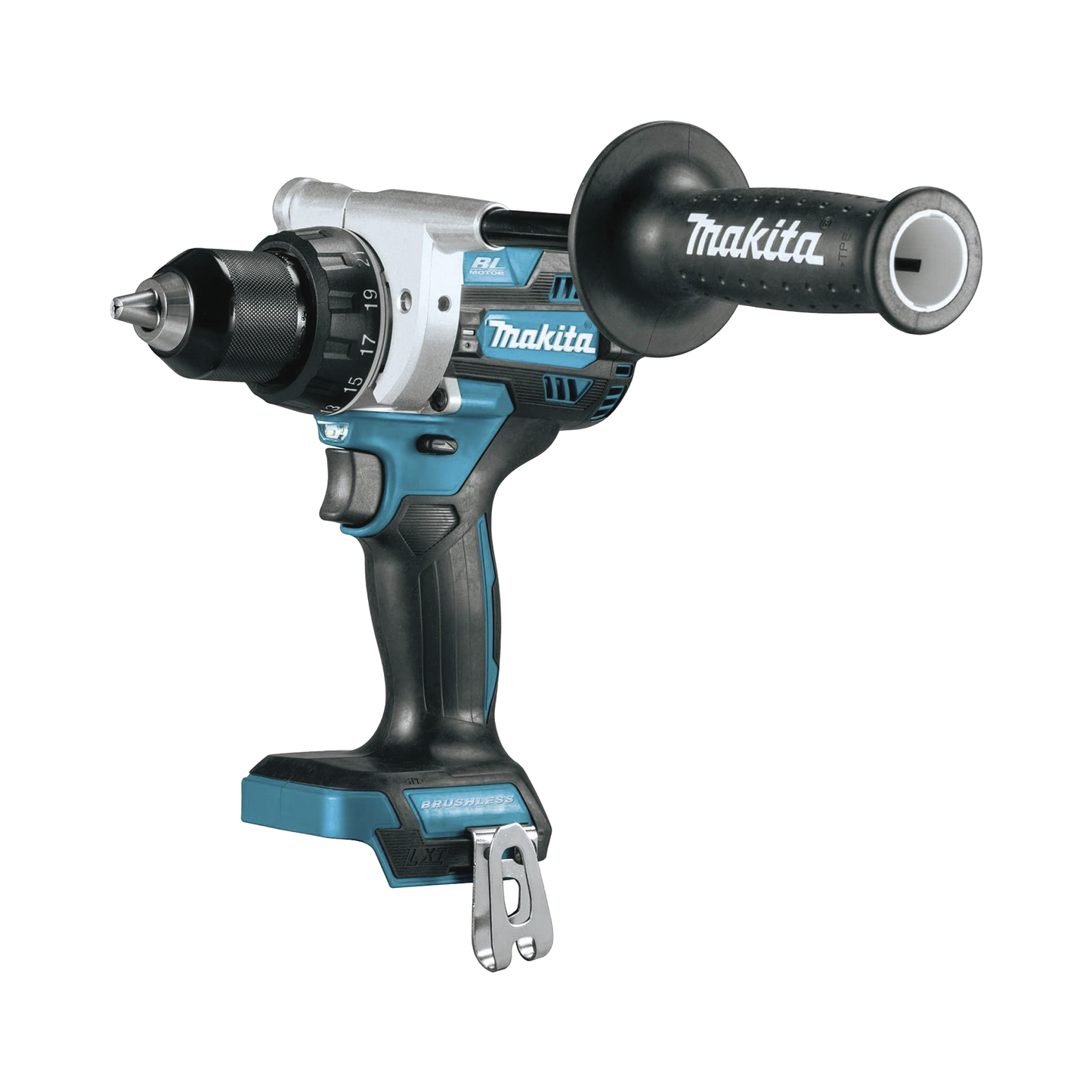 Taladro Atornillador BL 18 V 5 Ah LXT 130 Nm 2 Velocidades (0-550 0-2100 rpm). Incluye 2 puntas dobles empuñadura auxiliar y gancho. Sin baterías, sin cargador y sin maletín.