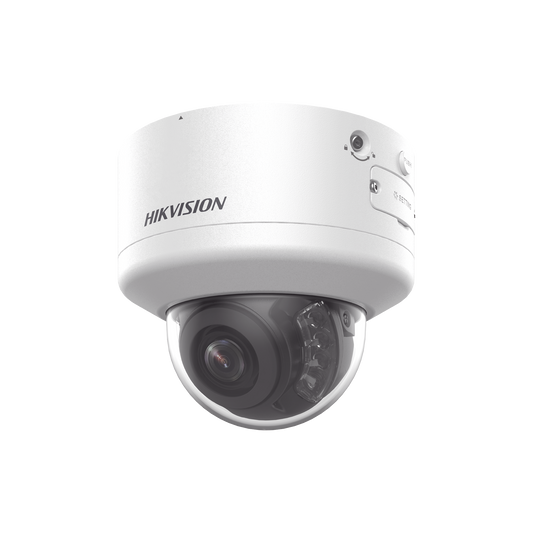 Domo IP 8 Megapixel (4K) / Lente Mot. 2.7 a 13.5 mm / 40 mts IR EXIR / Exterior IP66 / IK10 / DARKFIGHTER / Audio y Alarma I/O / PoE+ / ONVIF / Micro SD / 4 Analíticos: AcuSense, Deteccion Facial, Conteo de Personas por Cruce y Zona