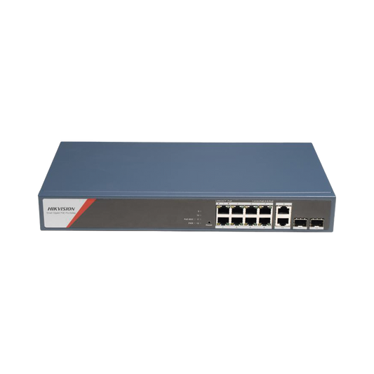 Switch Gigabit PoE+ / Administrable / 8 Puertos 1000 Mbps PoE+(4 Puertos PoE++ 90 W) / 2 Puertos 1000 Mbps de Uplink / 2 Puertos SFP / Configuración Nube Hik-PartnerPro / Modo Extendido hasta 300 Metros / 130 W