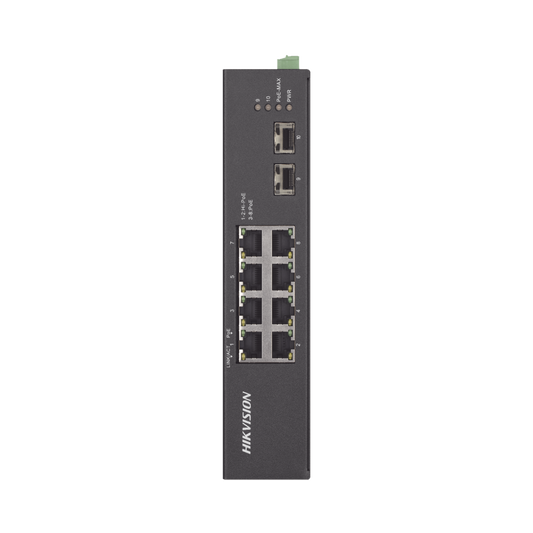 Switch Industrial No Administrable Gigabit / 6 Puertos Gigabit PoE+ (30 W) + 2 Puertos Gigabit PoE++ (60 W) / 2 Puertos SFP / 120 W Total / 48 a 57 VCD / Ideal para Proyectos / 300 Metros de Distancia