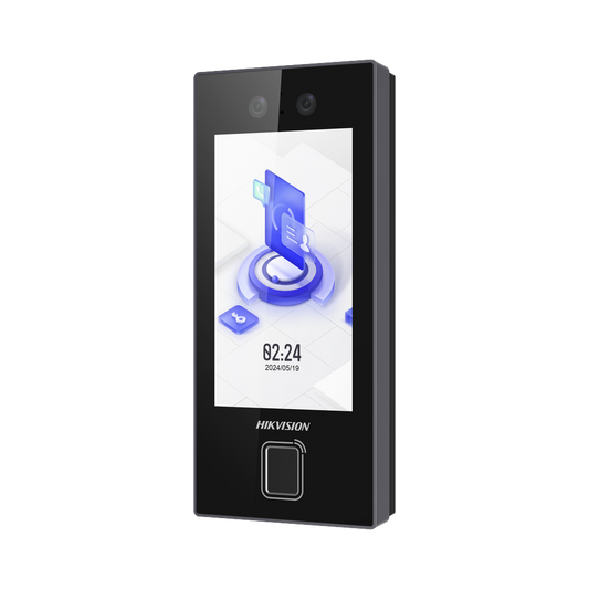 Terminal Facial Min Moe con LECTOR DE HUELLAS y Tarjetas PROX EM / 3000 Rostros / 3000 Huellas / Pantalla 4.5" / Administrable en la Nube con HikConnect Teams / Exterior IP65 / PoE / WiFi / HIK-IA