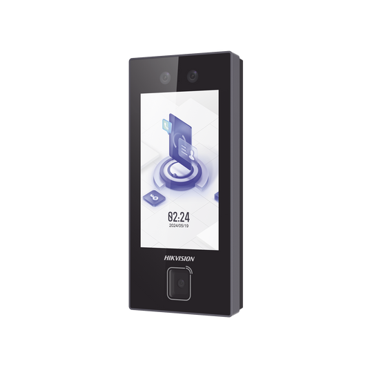 Terminal Facial Min Moe con LECTOR DE QRs FISICO Ultra Rápido y Tarjetas MIFARE / 3000 Rostros / Pantalla 4.5" / Administrable en la Nube con HikConnect Teams / Exterior IP65 / PoE / WiFi / HIK-IA
