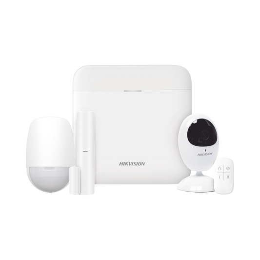 (AX PRO) KIT de Alarma AX PRO con GSM (3G/4G) / Incluye: 1 Hub / 1 Sensor PIR con Cámara / 1 Contacto Magnético / 1 Control Remoto / WiFi / Compatible con Hik-Connect P2P