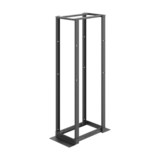 Rack de Cuatro Postes Estándar de 19", Rieles Numerados y Roscados #12-24, Profundidad Ajustable de 450 a 1050 mm, 45 Unidades de Rack, Color Negro