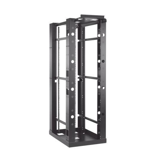 Rack de 4 Postes Sísmico, Estándar de 19 in, Rieles Con Orificio Para Tuerca Enjaulada, Fabricado en Acero, 45 Unidades de Rack, Color Negro