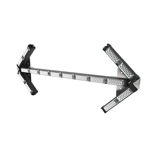 Barra de luces LED en flecha de doble cabezal en una sola pieza Director de tráfico de 53.8 pulgadas, iluminación color ámbar.