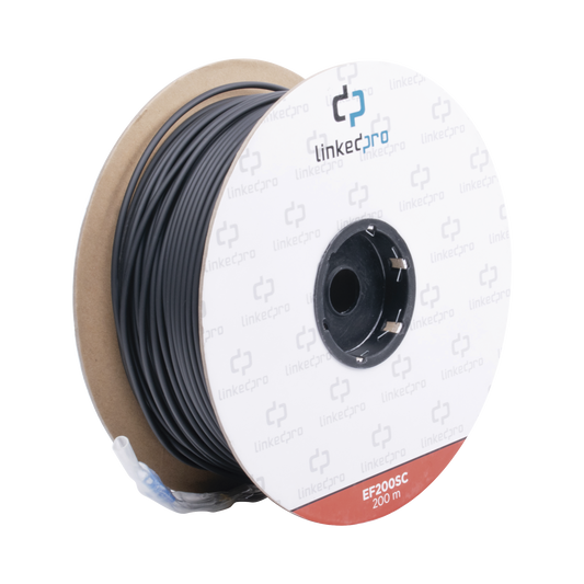 Carrete de Fibra Óptica Monomodo con Conectores SC-SC Duplex, Reforzada con Kevlar, de 200 Metros (656.17 Pies), Para Instalaciones Subterráneas por Tubería