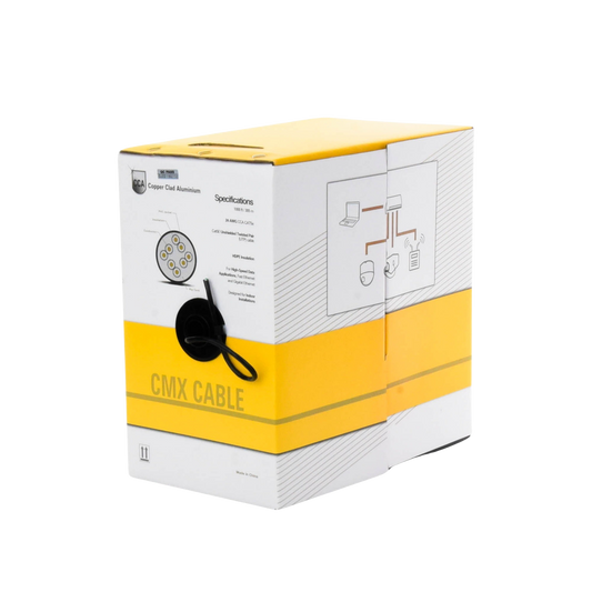 Bobina de cable de 305 m (1000 ft) Cat5e, Aleación de Cobre y Aluminio (CCA), color Negro, Uso Interior.