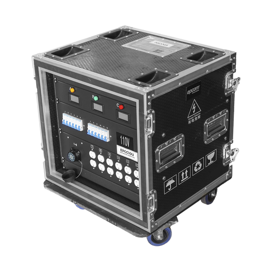 Centro de carga movil para instalaciones temporales con conexión TIPO socapex a 110v Y 220V | RACK 10U