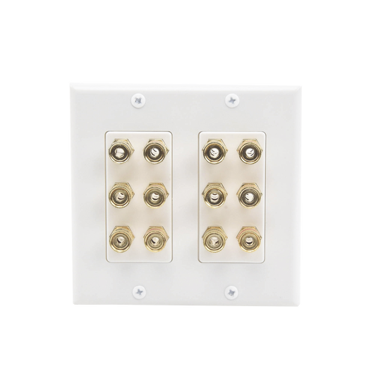Placa de Pared | Postes de Unión Tipo Banana | Conexión para 6 Altavoces | Fácil Instalación | Conectores Chapados en Oro