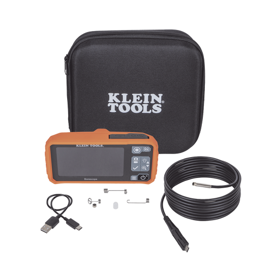 Cámara Boroscopio de Inspección 5.5mm 720p USB-C, LCD 4.3" Color, Cuello de Cisne Nylon de 10' (3m) con Imán, Espejo, 6 LED´s. Batería Io-Li Recargable. Ideal en Electricidad, HVAC, Plomería y Aviación