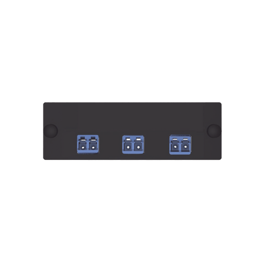 Placa Acopladora de Fibra Óptica FAP, Con 3 Conectores LC Duplex (6 Fibras), Para Fibra Monomodo OS1/OS2, Color Azul