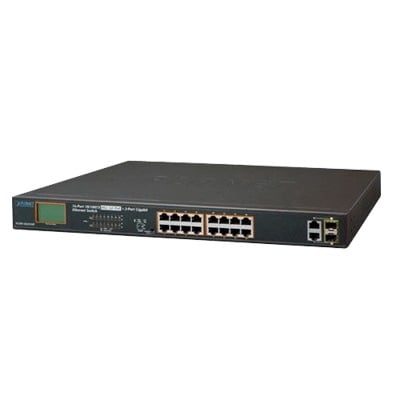 Switch No Administrable PoE+ Extender, Aislamiento VLAN de 16 Puertos +, 2 Combo TP/SFP Gigabit y Pantalla