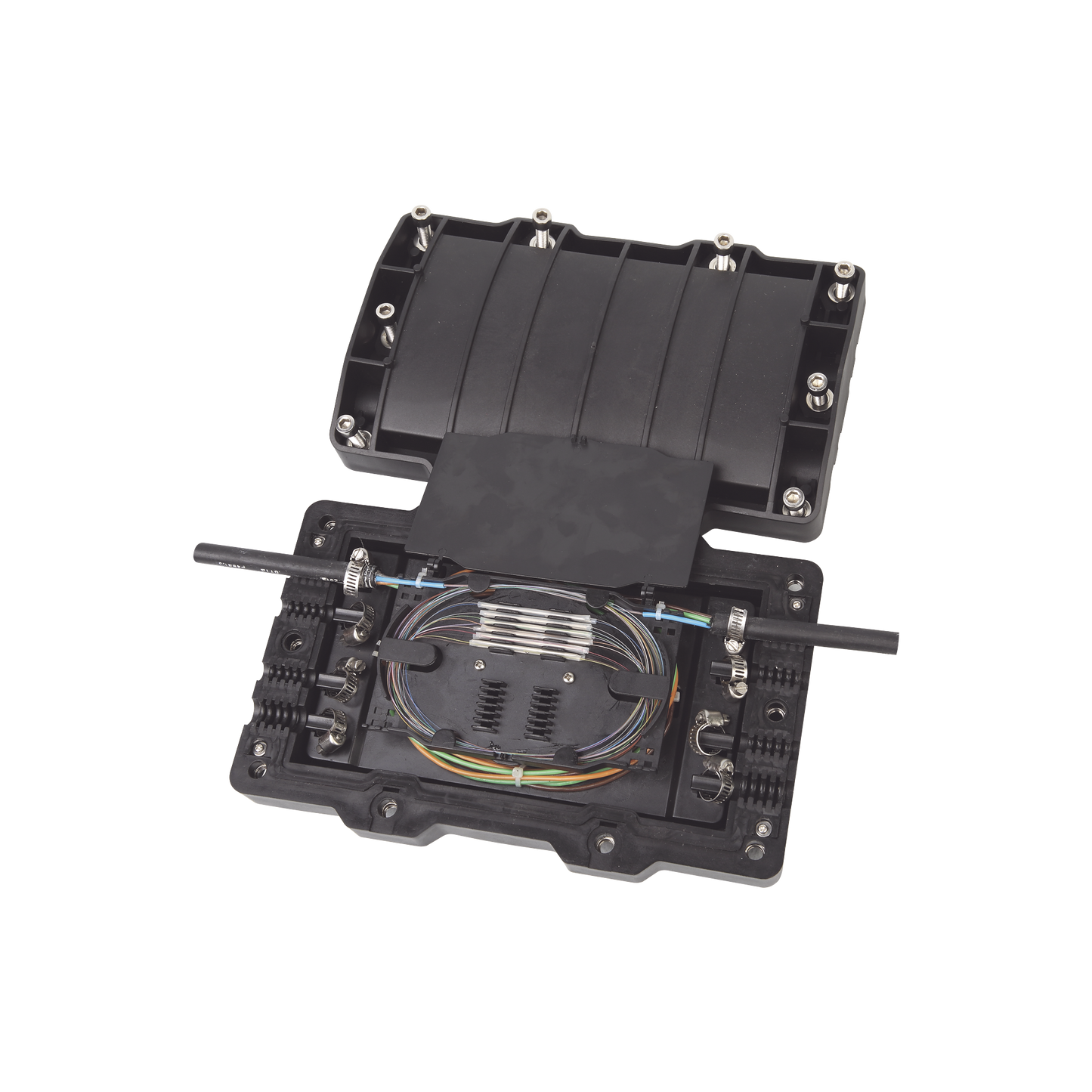 Caja de Distribución de Fibra Óptica Horizontal, hasta 48 empalmes, Exterior IP68