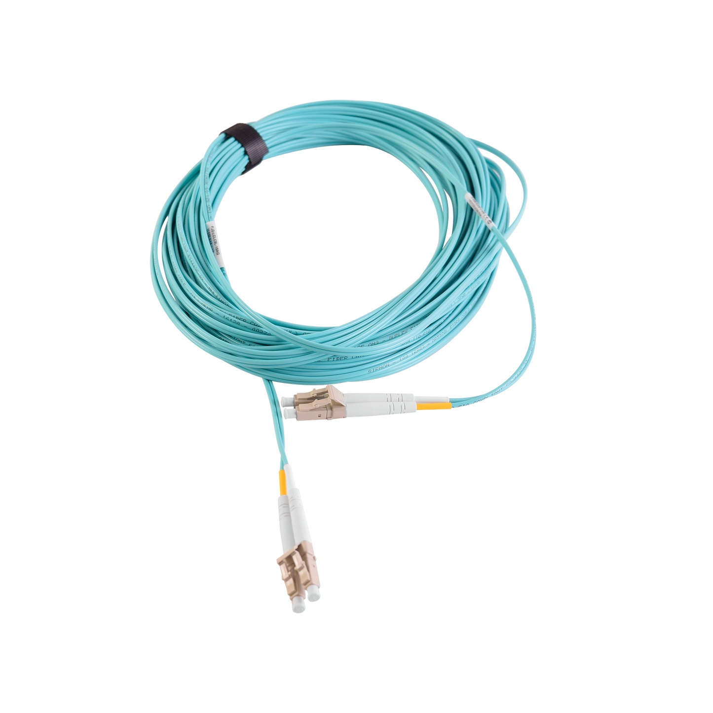 Jumper de Fibra Óptica Multimodo 50/125 XGLO OM3, LC-LC Duplex, OFNR, Color Aqua, 15 Metros