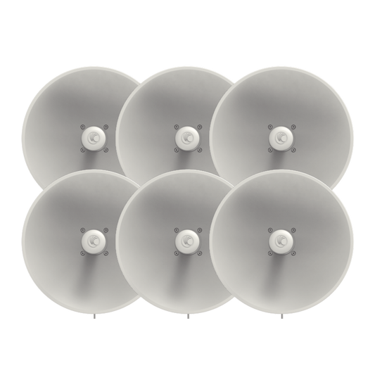 Paquete de 6 ePMP Force 300-25L para zonas con alta interferencia, hasta 400+ Mbps, 4910 - 6200 MHz, 802.11 AC Wave2, Antena de 25 dBi, baja latencia