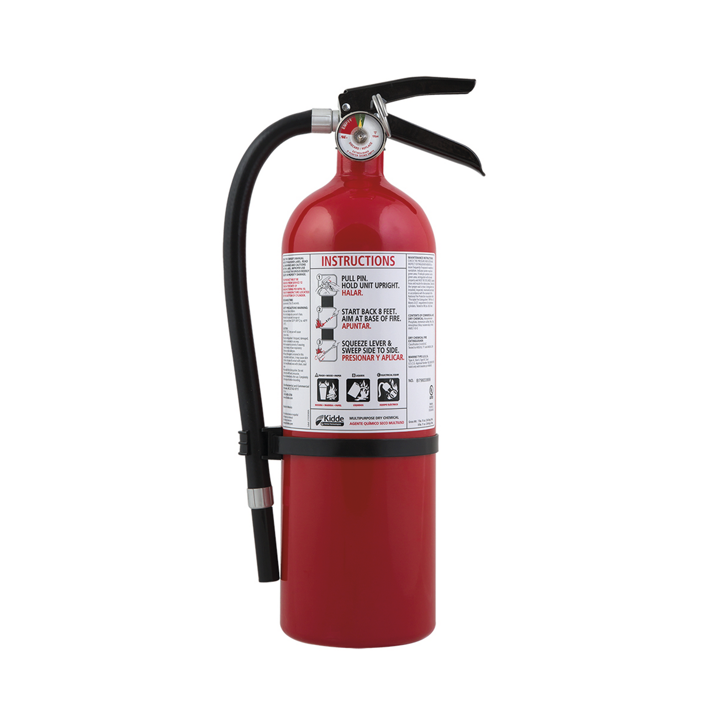 Extintor Desechable de Polvo Químico Seco â?? Fuegos Clase A, B y C â?? Talleres y Garaje â?? Pieza â?? Cilindro Blanco 5.5 lb