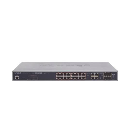 Switch administrable L2, 16 puertos 10/100/1000T Ultra PoE + 4 puertos Gigabit Combo TP/SFP
