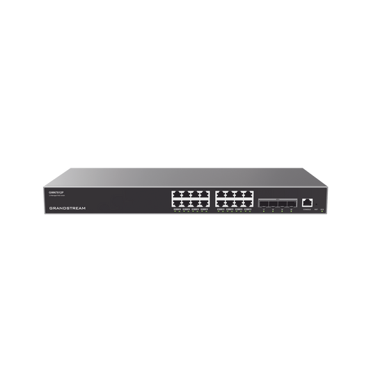 Switch Capa 3 PoE+ Administrable / 16 puertos 10/100/1000 Mbps + 4 Puertos SFP+ de 10 Gigabits / Hasta 240W / Compatible con GWN Cloud.