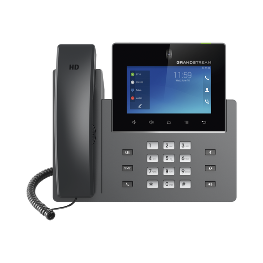 Videoteléfono IP GXV3450 para Android / Pantalla Táctil Capacitiva de 5 Pulgadas 1280 x 720 / Cámara CMOS de 2 Megapíxeles / Wi-Fi 5 y Bluetooth 5.0 / 16 Líneas SIP / PoE/PoE+ / Android 11 / Videoconferencia HD 720p