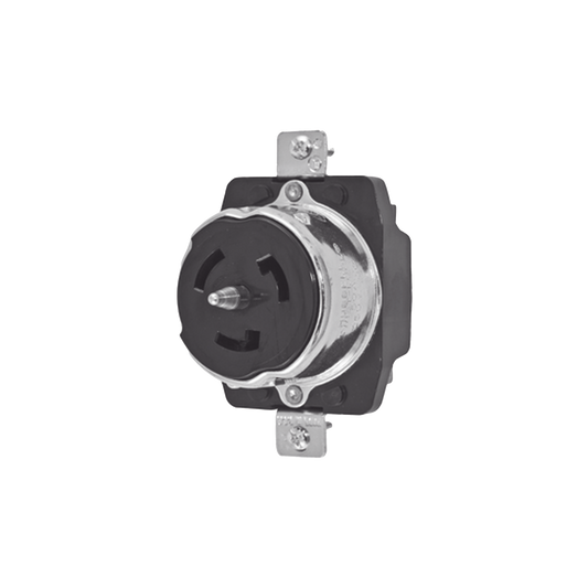 Receptáculo Trifásico con Bloqueo de Media Vuelta / 50 A 250 VCA / 3 Polos 4 Hilos / Grado Industrial / Color Negro.
