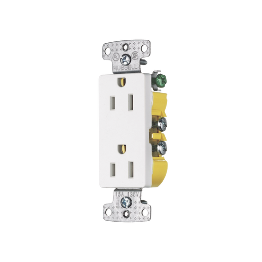 Contacto Duplex Decorador 15A 125V, 2 Polos, 3 Hilos, Color Blanco (Nema5-15R).