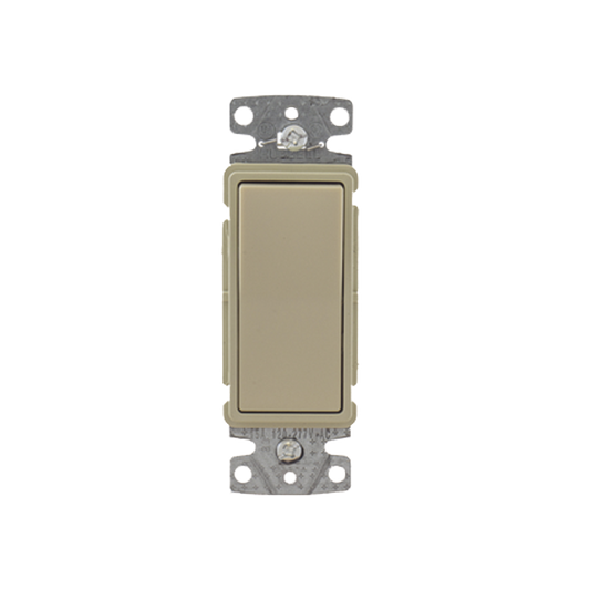 Interruptor Unipolar Residencial 15 A 120-277 V / Cableado Lateral y Trasero / Color Marfil.